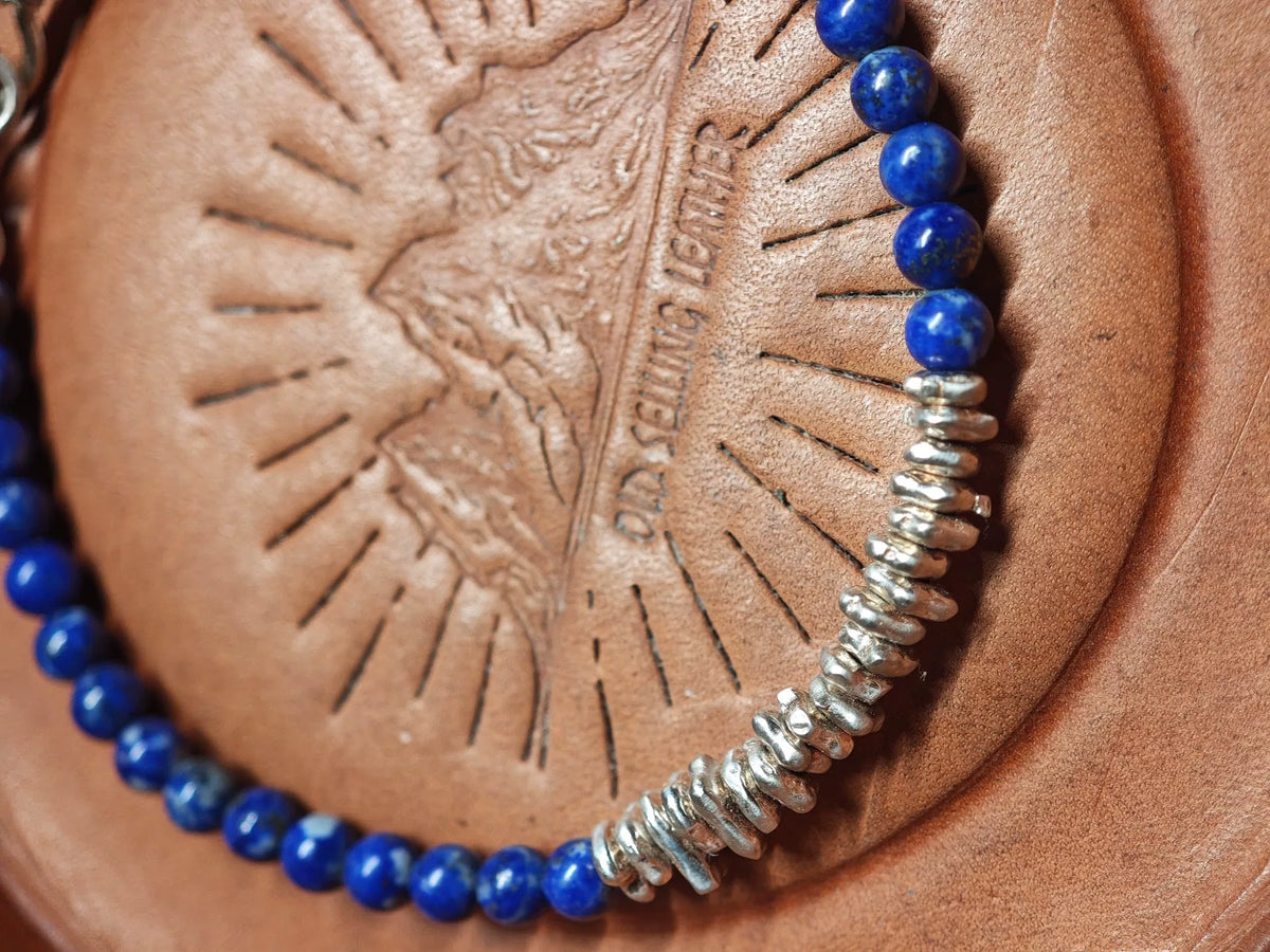 Lapis Lazuli Bracelet with Silver Spacers