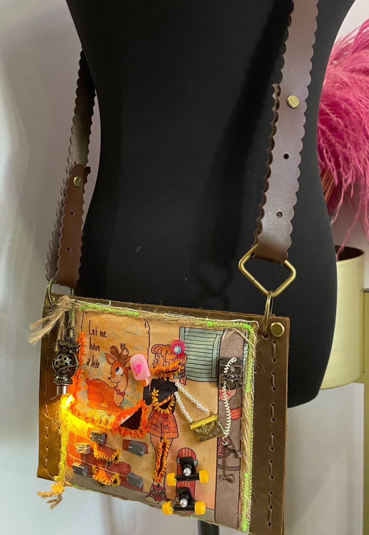 Steampunk Crazy Horse Leather Crossbody Bag