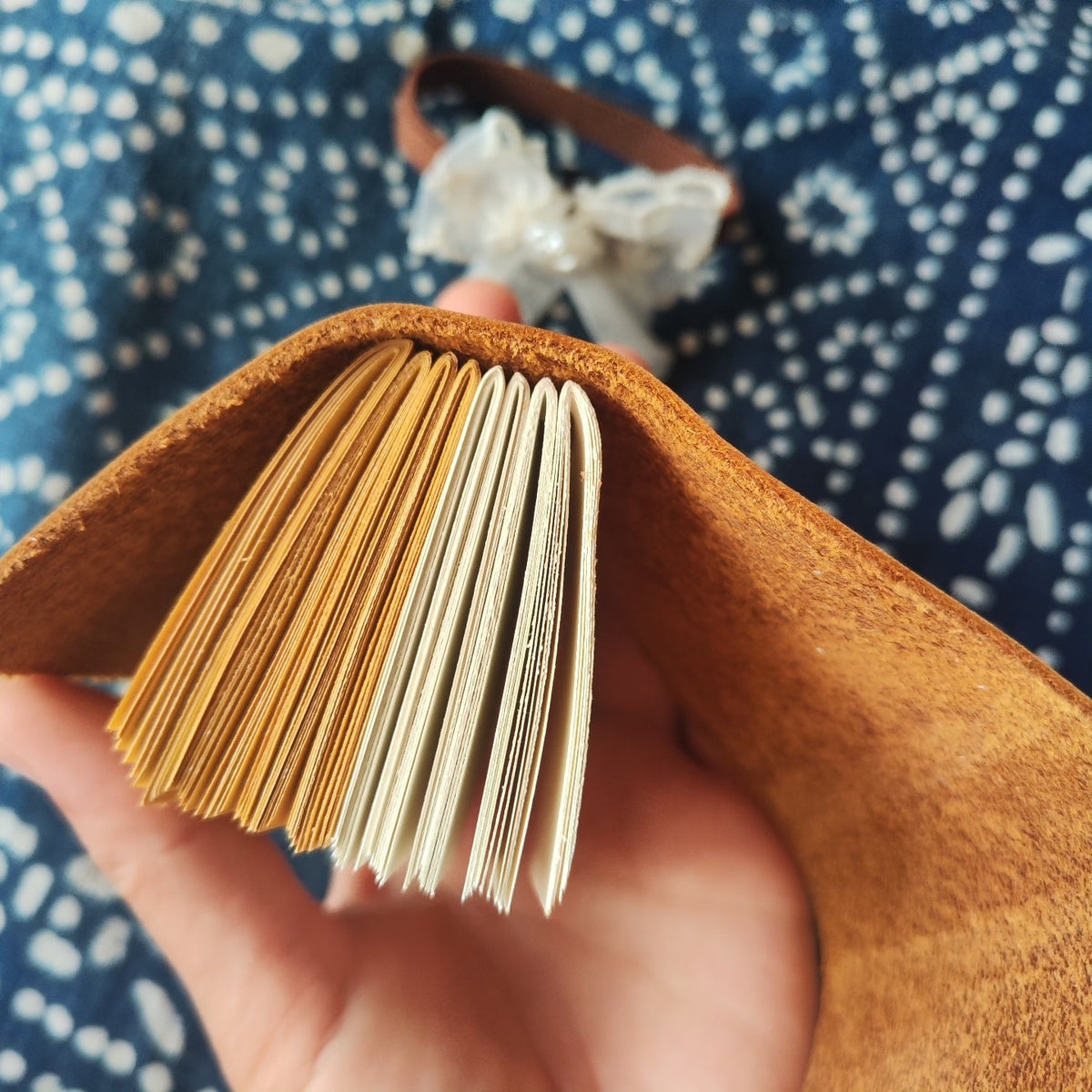 Miniature Leather Journal with Lace Bow