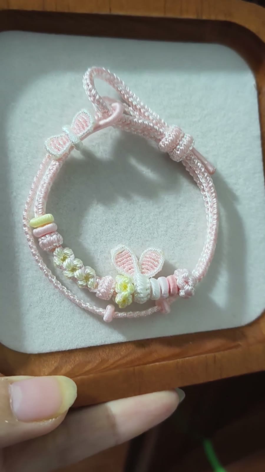 Handgewebt Rosa Weiß