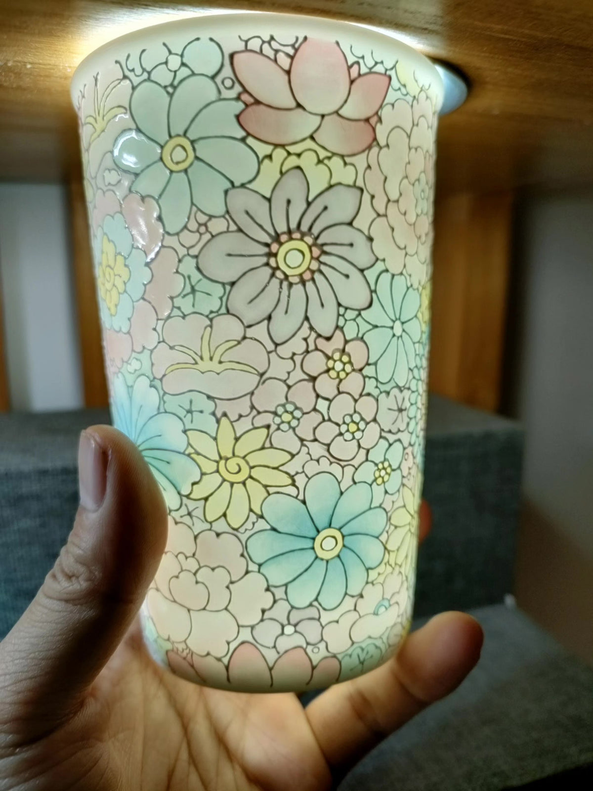 Jade Clay Thousand Flowers Hand Painted Mug