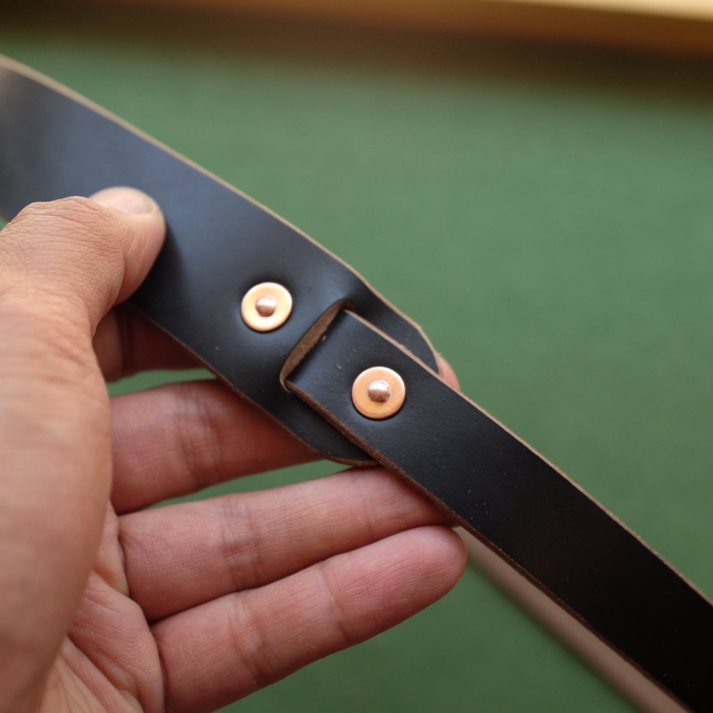 Horween CXL Leather Shoulder Strap with Copper Hardware and Variable Width