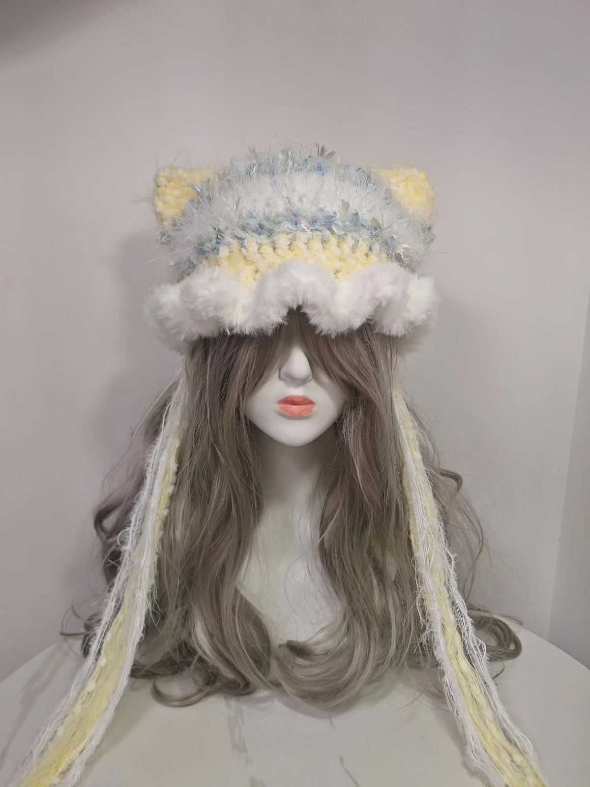 Handcrafted Cat Ear Hat with Faux Fur Trim