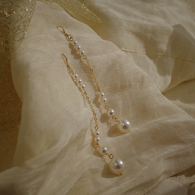 Vintage Parel Lange Hanger Oorbellen