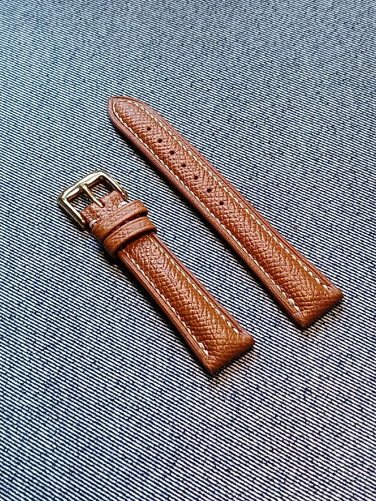Handmade Leather Watch Strap Gold Brown