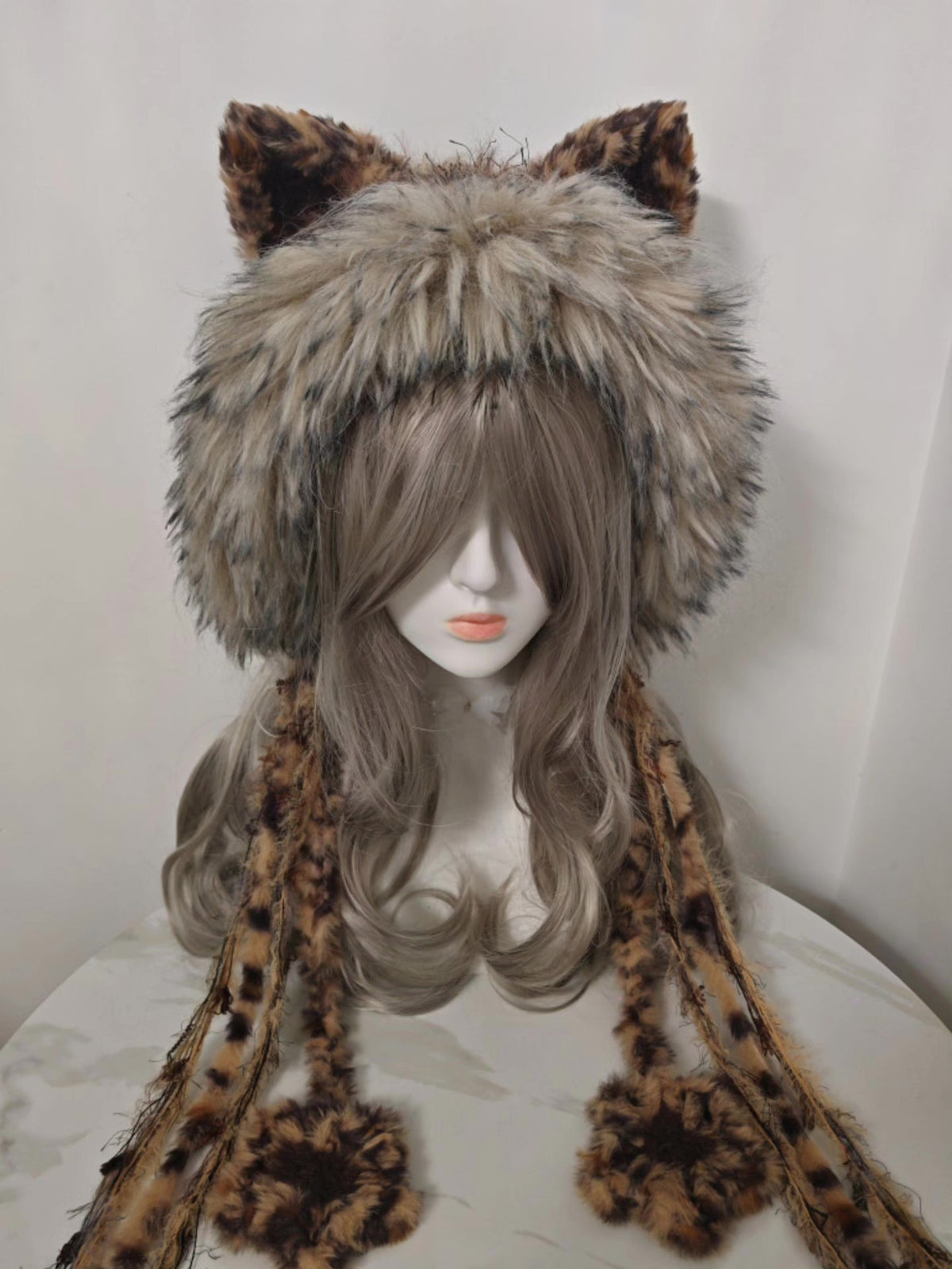 Caramel Leopard Print Fox Ears Hat