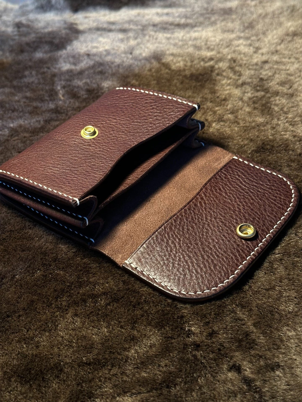 Handcrafted Leather Card Holder with Brass Snap
