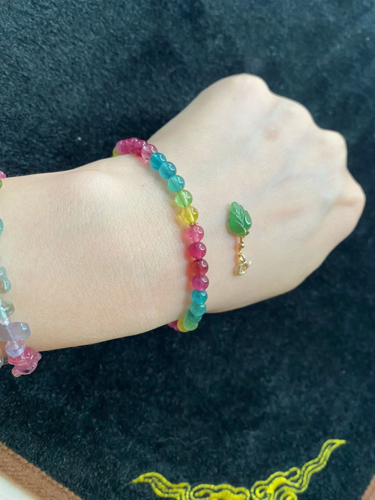 Rainbow Tourmaline Beaded Bracelet 5mm