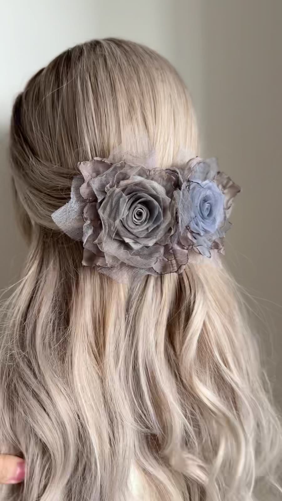 Handcrafted Fabric Rose Spring Clip