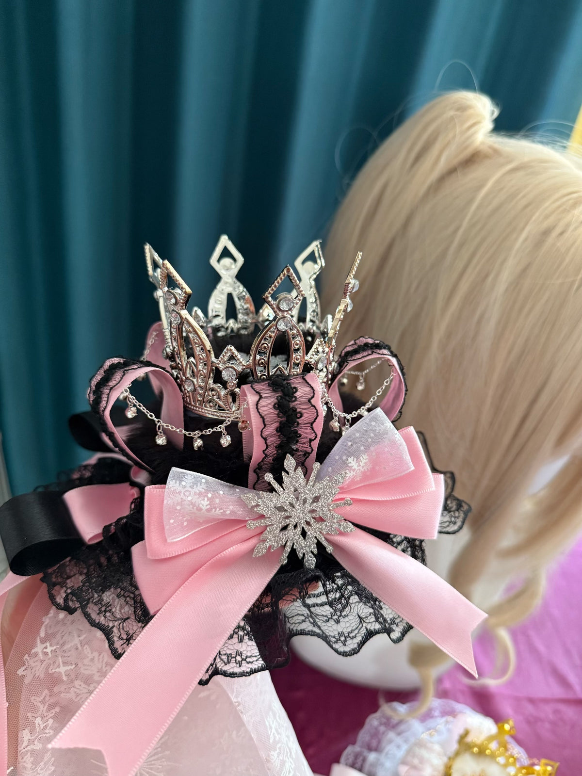 Gothic Lolita Crown Fascinator with Snowflake Charm