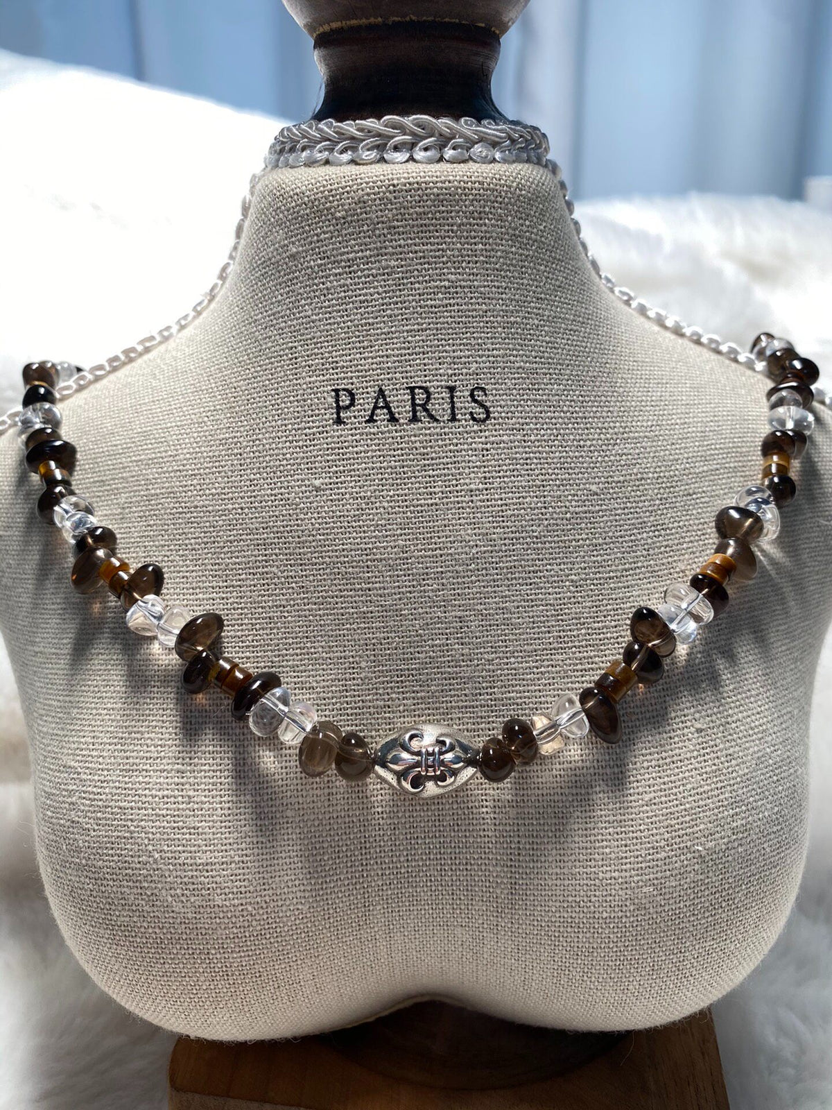 Smoky Quartz Clear Quartz Tiger Eye Necklace