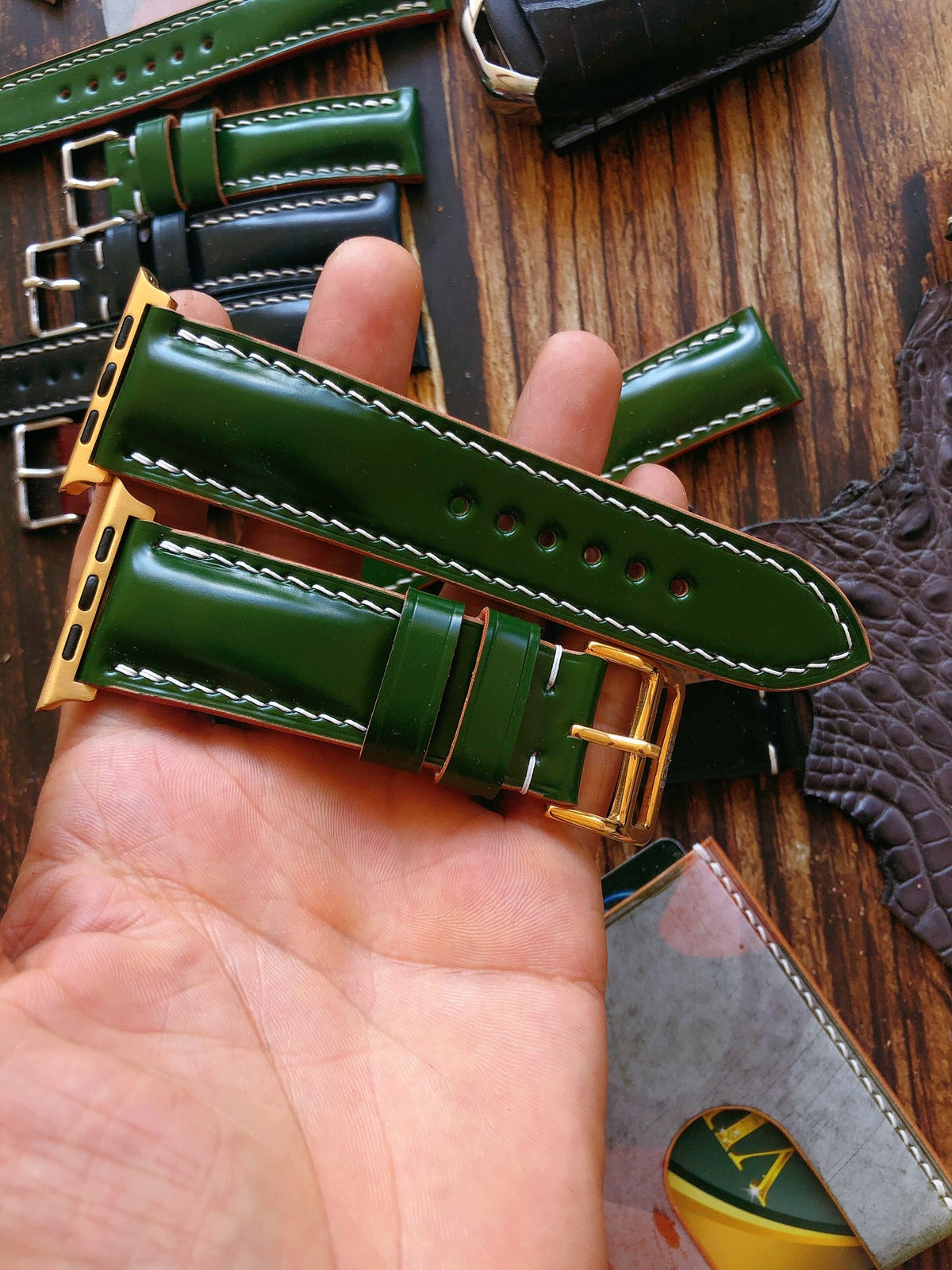 Japanese Shell Cordovan Apple Watch Strap Green