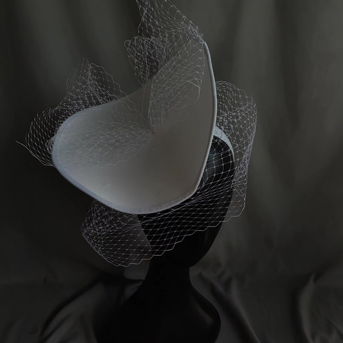 Pure White French Bridal Birdcage Veil Headpiece