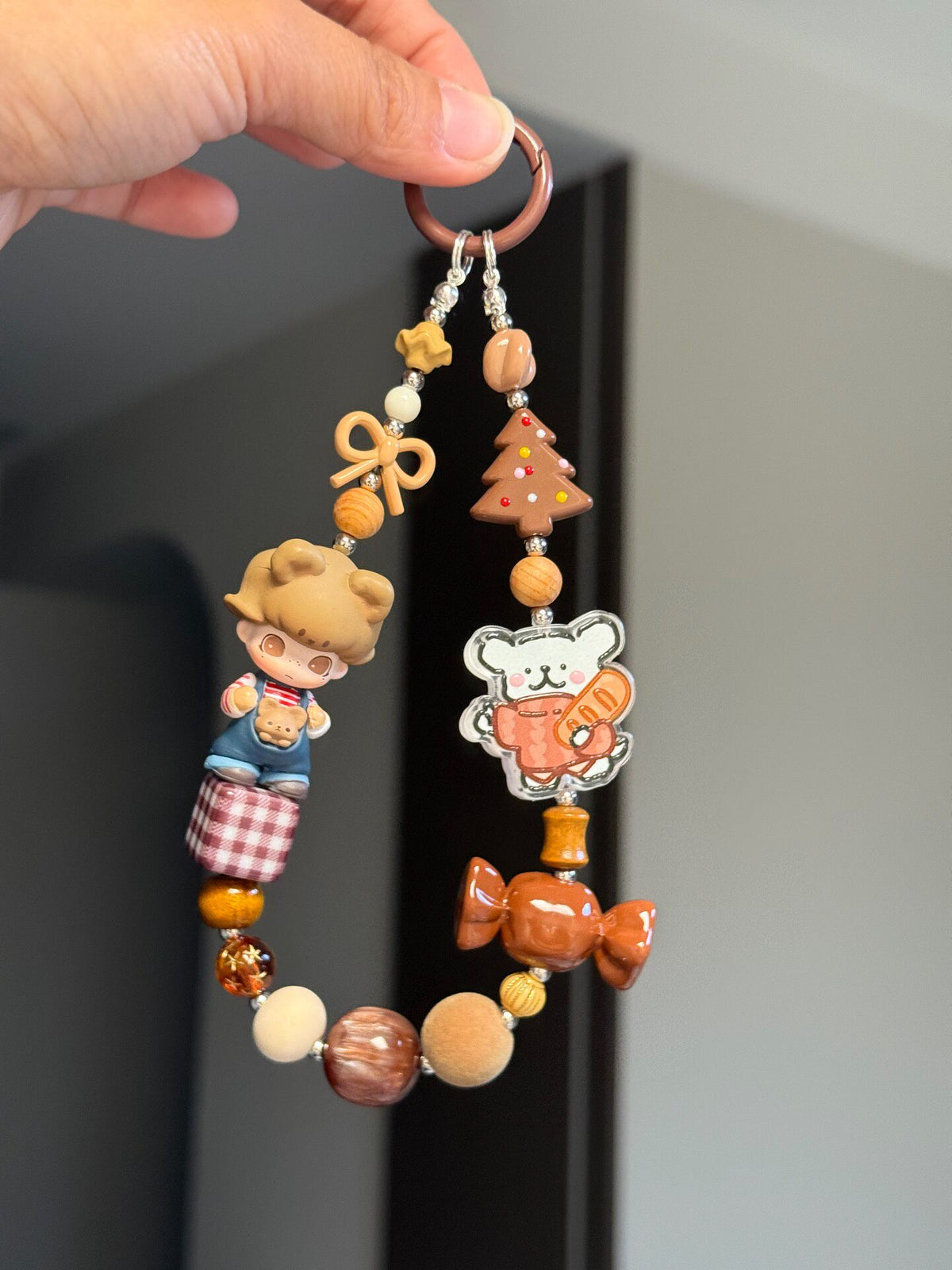 Bear-Themed Beaded Phone Strap Charm