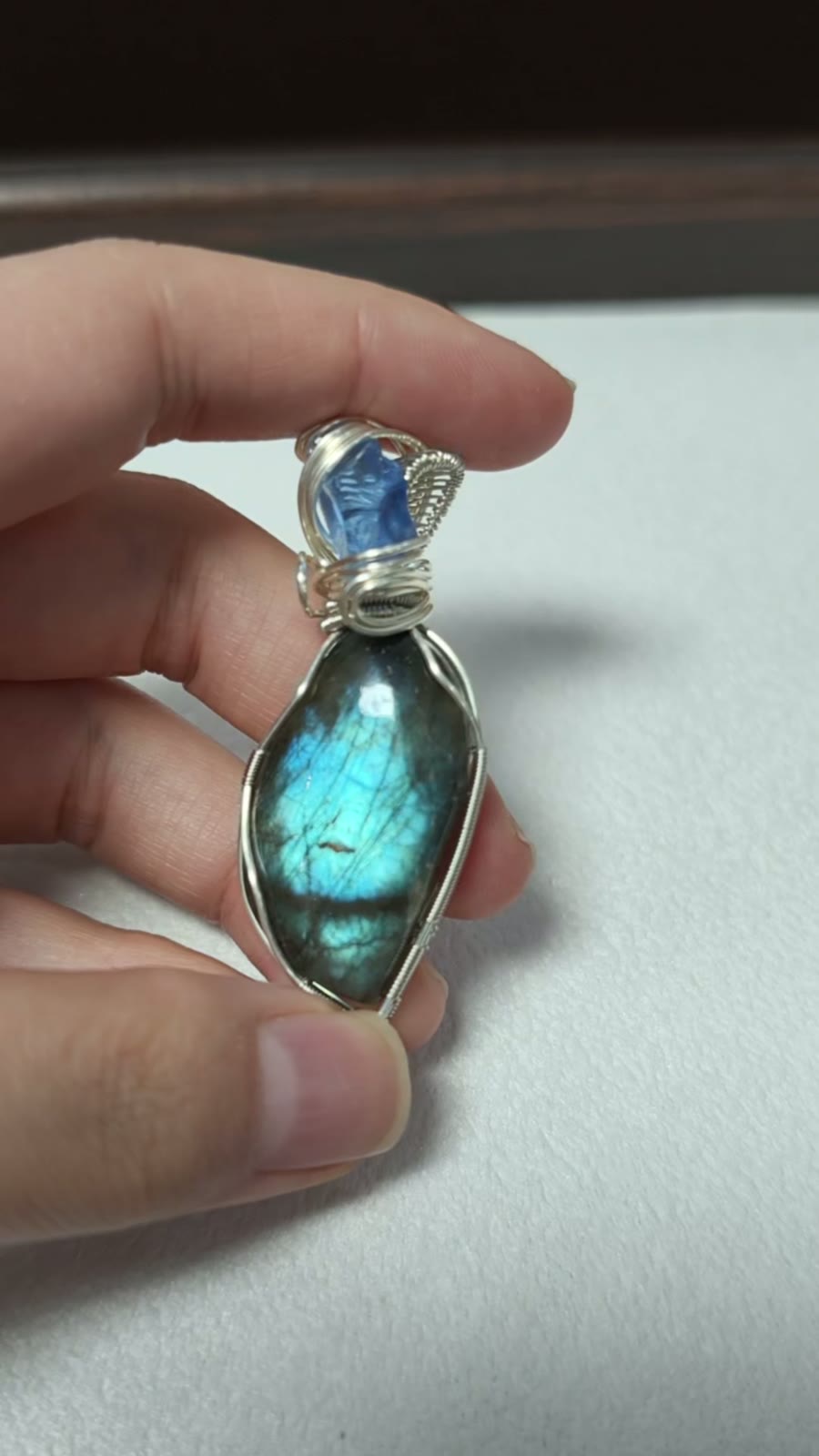 Handmade Wire Wrapped Blue Labradorite Necklace