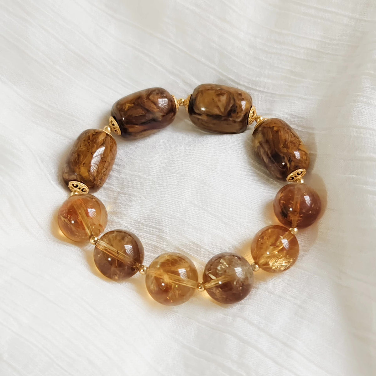 Golden Pietersite Yellow Quartz Silver Bracelet