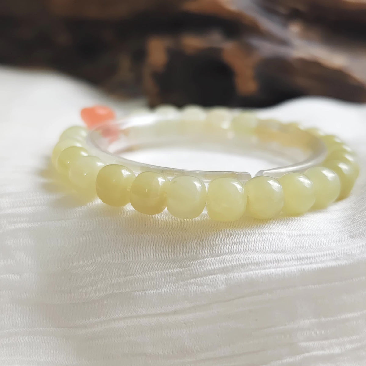 Hetian Jade Yellow Mouth Bead Bracelet with Bow