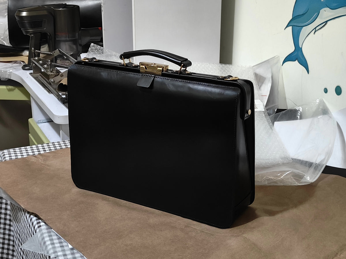 Custom Leather Briefcase with Shoulder Strap