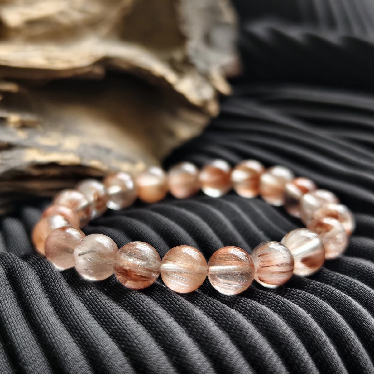 Bean Paste Rabbit Hair Crystal Bracelet 9mm