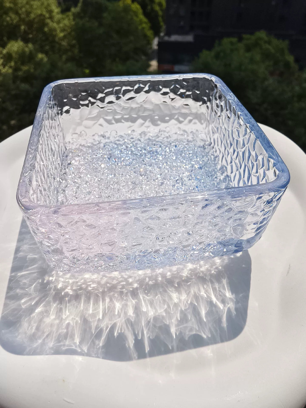 Blue Resin Water Ripple Square Storage Box