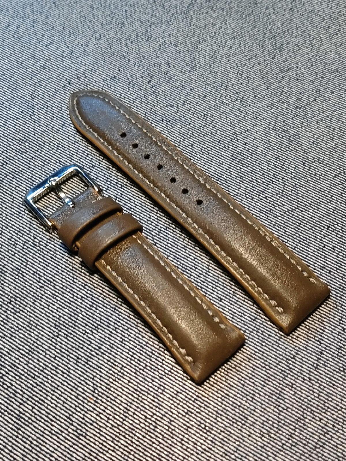 Handcrafted Swift Leather Watch Strap Elephant Grey