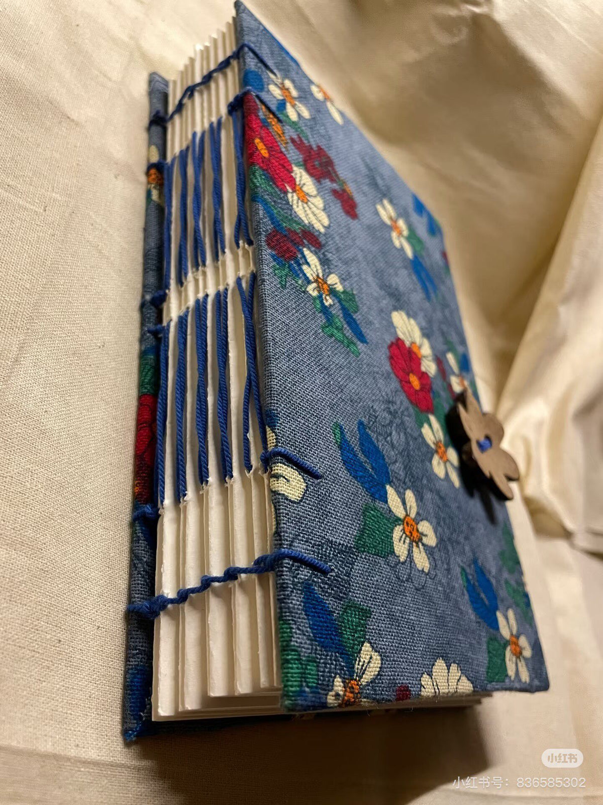 Handmade Notebook French Link Stitch Floral Cover