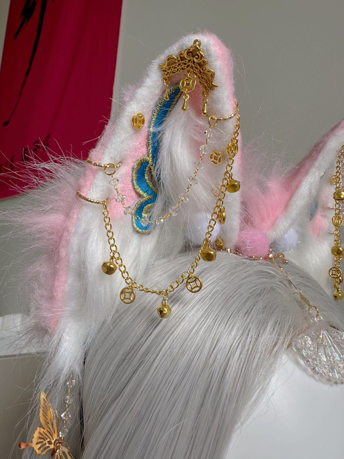 Custom Animal Ear Headpiece with Gold Chains
