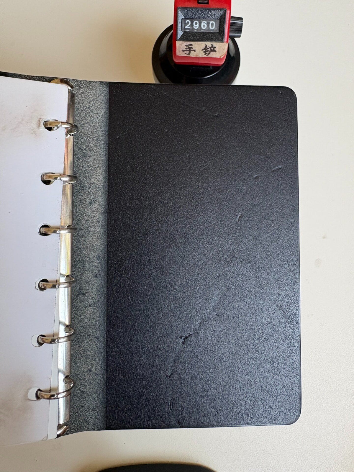 A7 Six-Ring Binder Cover Black Buttero Leather