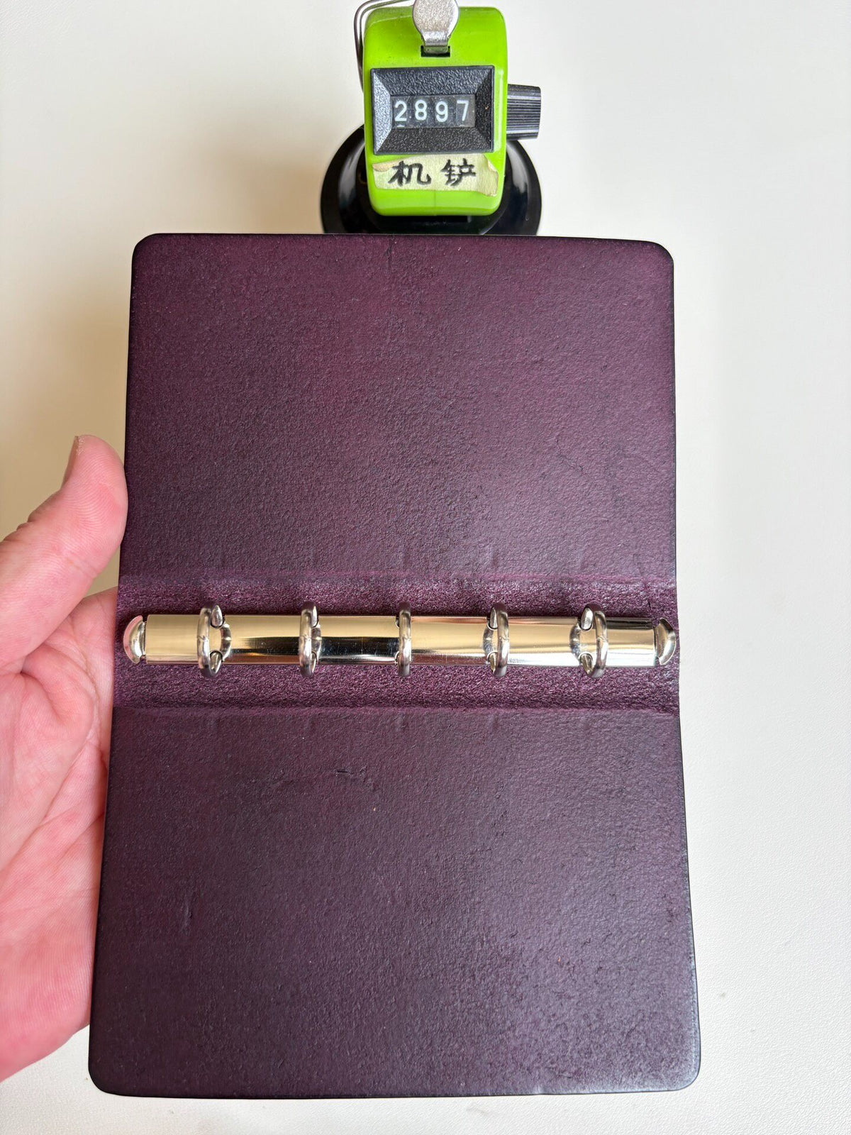 Purple Leather M5 Six Ring Binder Cover
