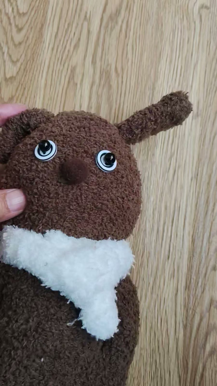 Cane in peluche artigianale marrone caffè