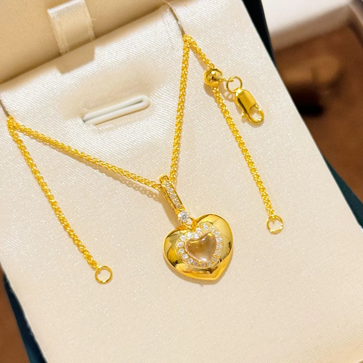 Collar con colgante de corazón bañado en oro S925
