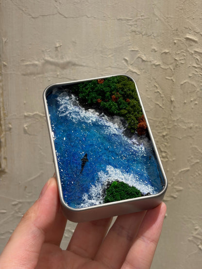Miniature Coastal Landscape in Metal Box