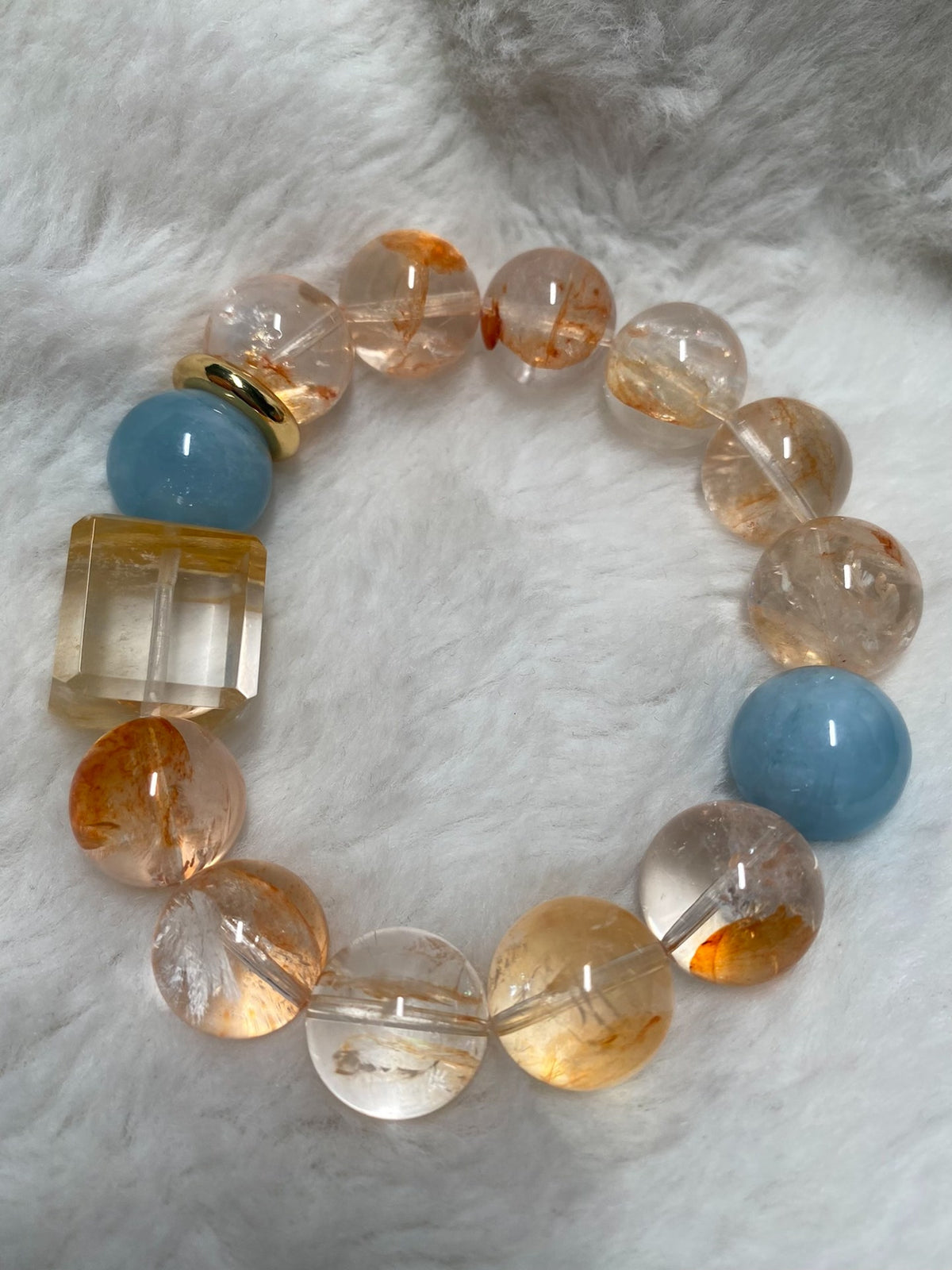 Citrine Aquamarine Beaded Bracelet