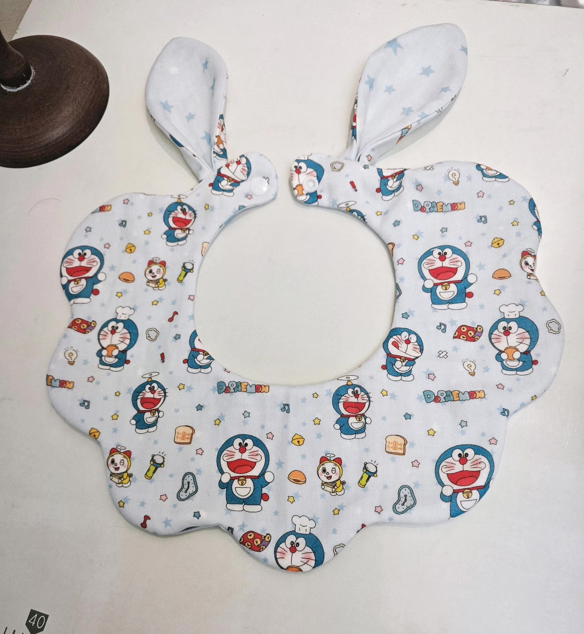 Handmade Doraemon Rabbit Ear Cotton Gauze Bib