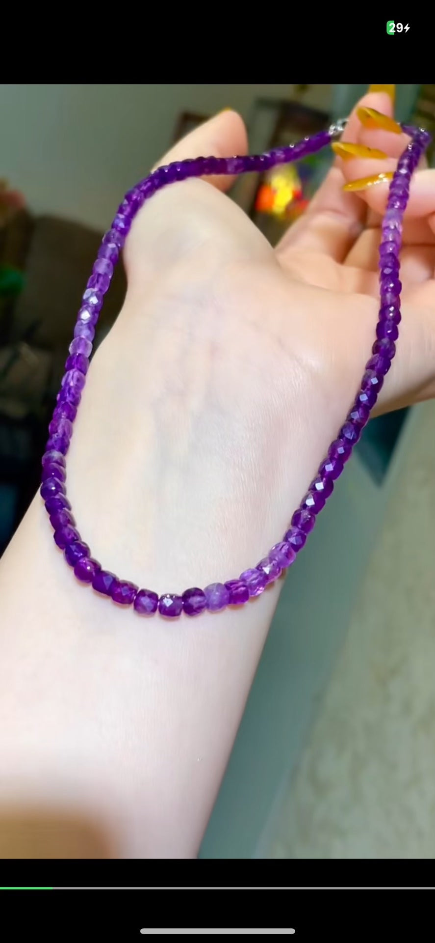 Amethyst Faceted Bead Necklace - 4.5mm, 43.5cm, Silver Clasp