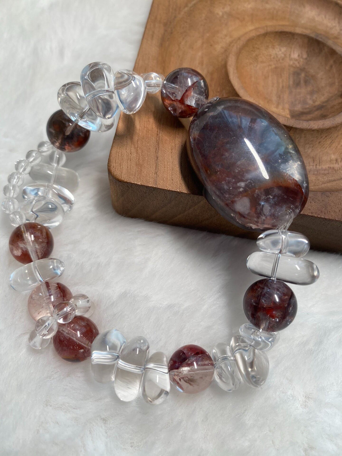 Natural Crystal Bracelet Oval Cabochon Clear Quartz