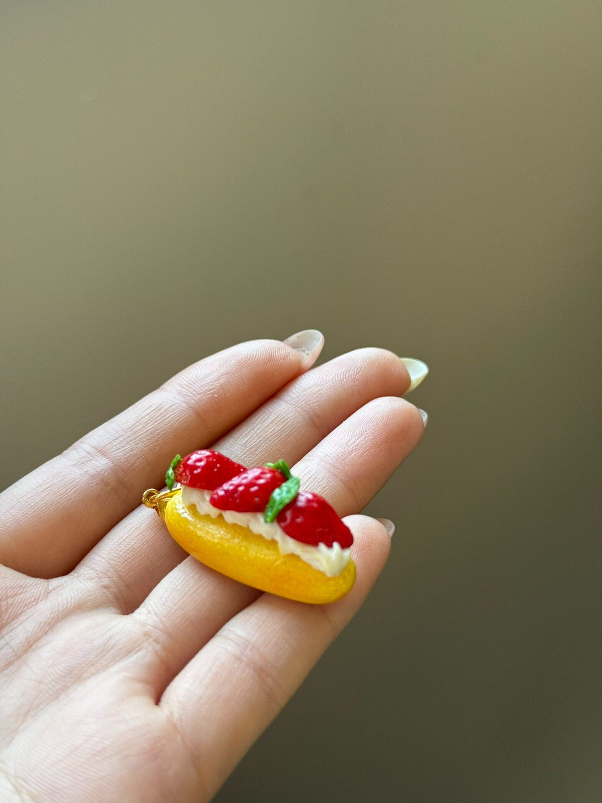 Strawberry Eclair Charm Keychain