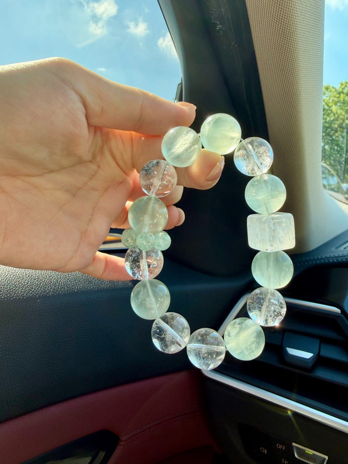Bracelet en perles de cristal fluorite vert Mambo