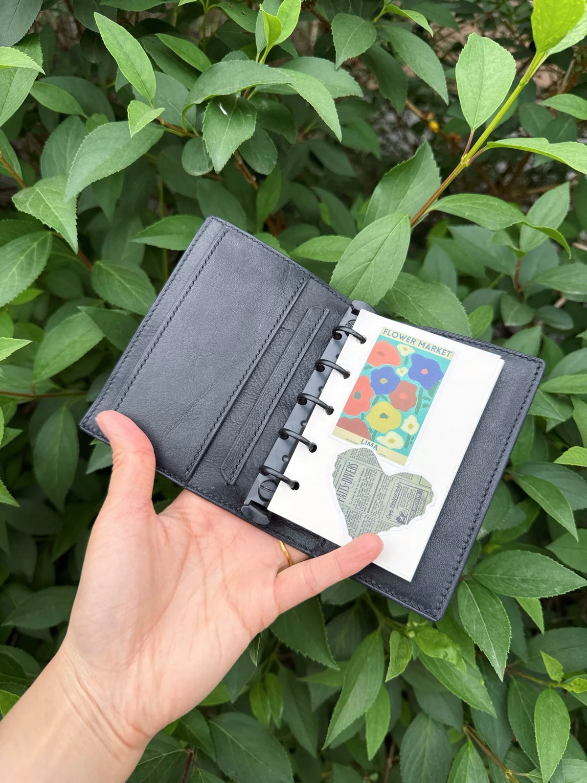 Handmade M5 Black Leather Planner Cover