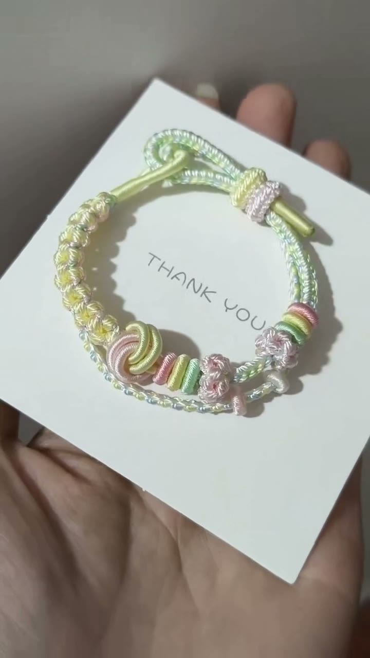 Handmade Double Layer Braided Bracelet Yellow Green Gradient