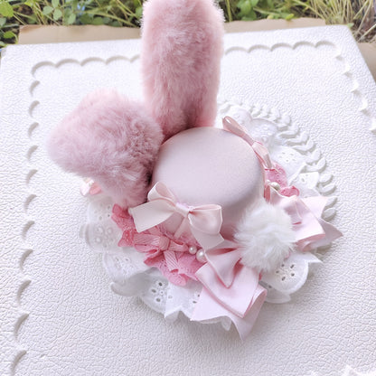 Pink Rabbit Ear Lolita Headband with Adjustable Wire Ears