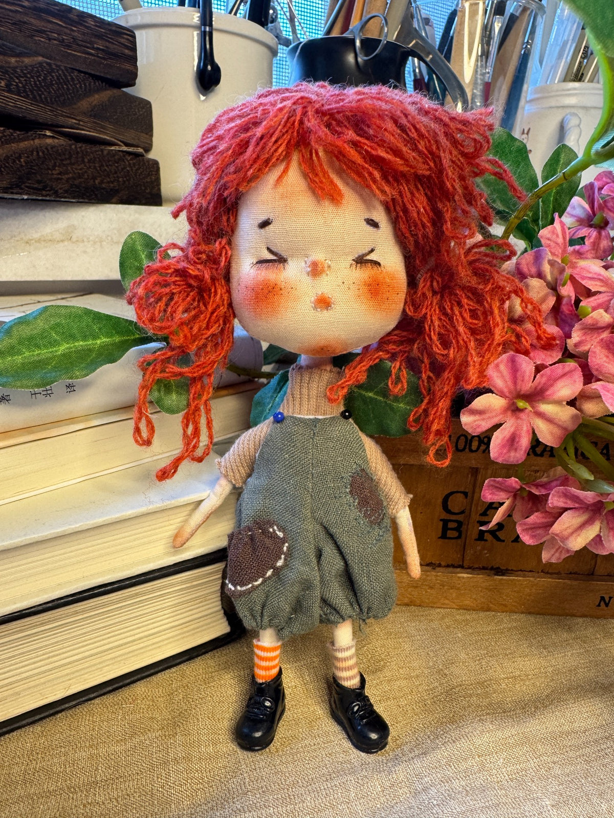 Handmade Cloth Doll 14 cm Tall