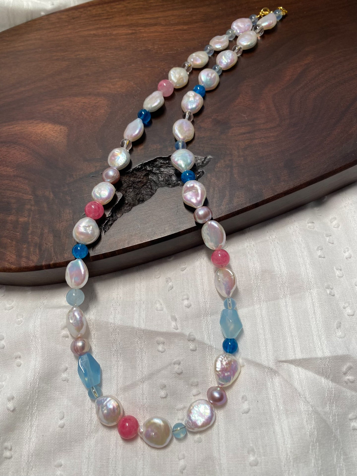 Mixed Gemstone Necklace with Baroque Pearls