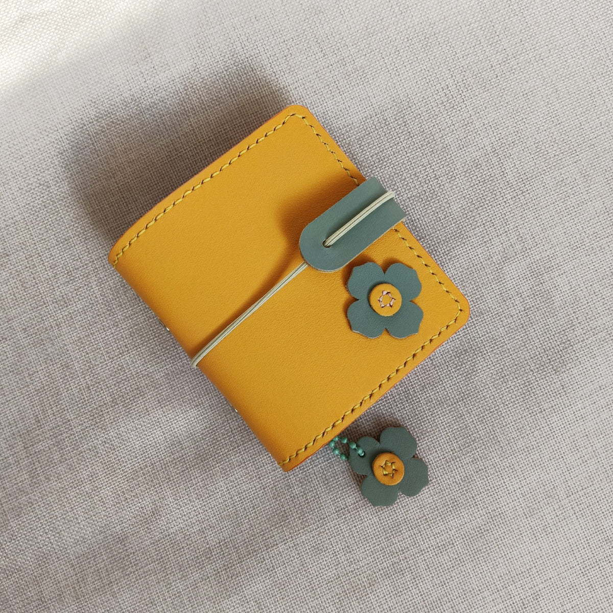 Leather Notebook Cover with Sunset Yellow Exterior