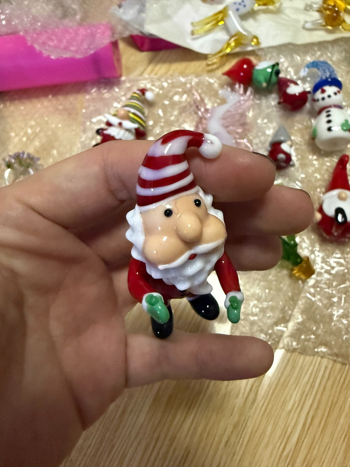 Handmade Glass Santa Claus Figurine