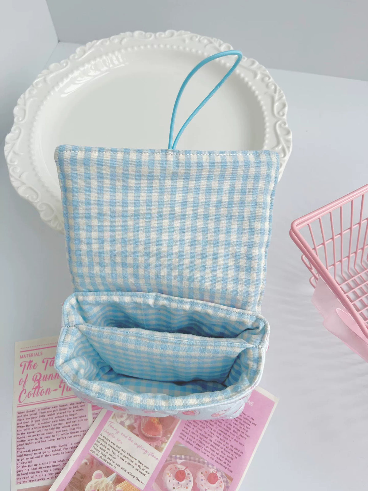 Quilted CCD Camera Pouch with Gingham Divider