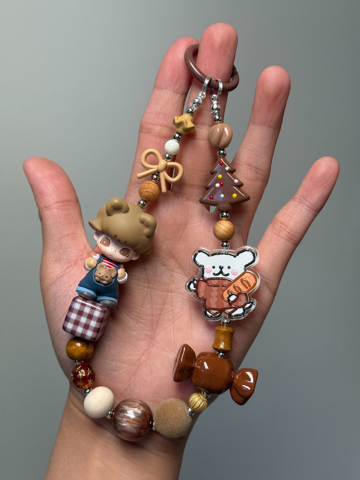 Bear-Themed Beaded Phone Strap Charm