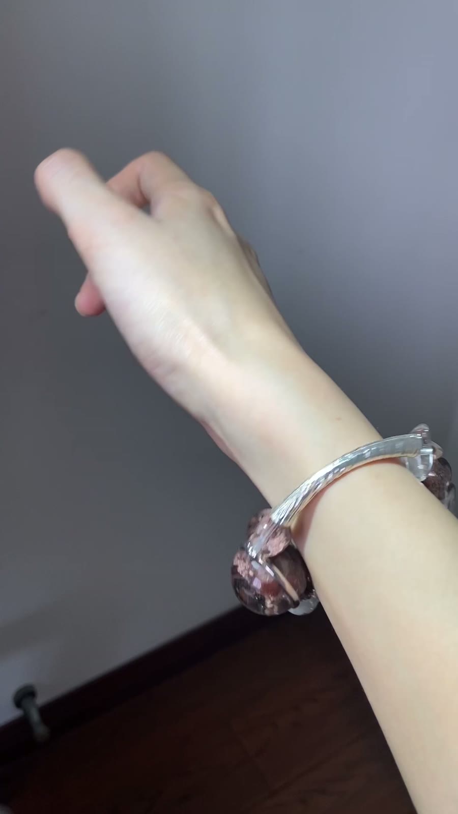Pink Phantom Quartz Half Bangle Bracelet