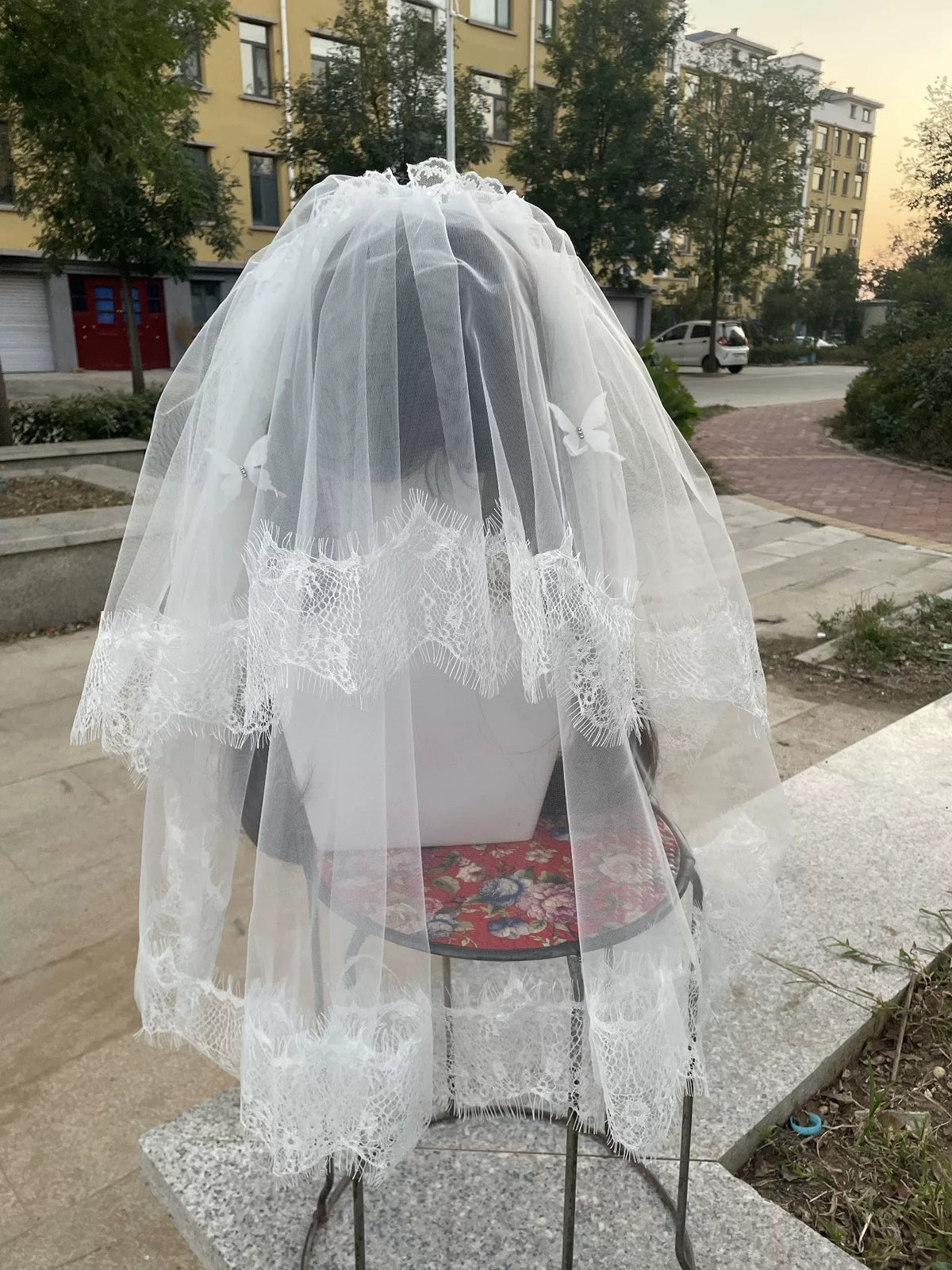 Adorno de Noiva Lolita em Renda e Tule Branco