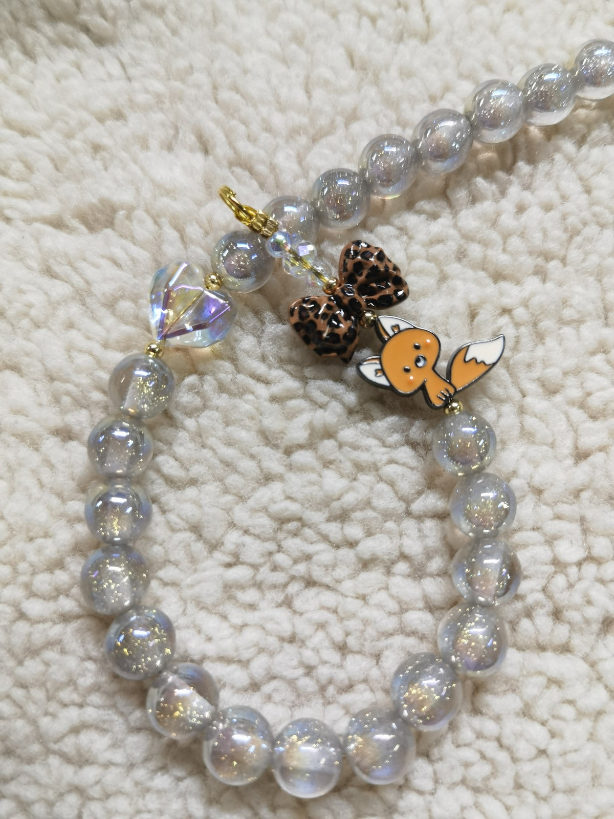 Beaded Fox Leopard Phone Strap Charm
